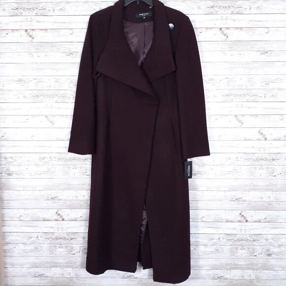 Kenneth Cole Womens Wool Trench Coat Size 10 Wine CL - Picture 1 of 7